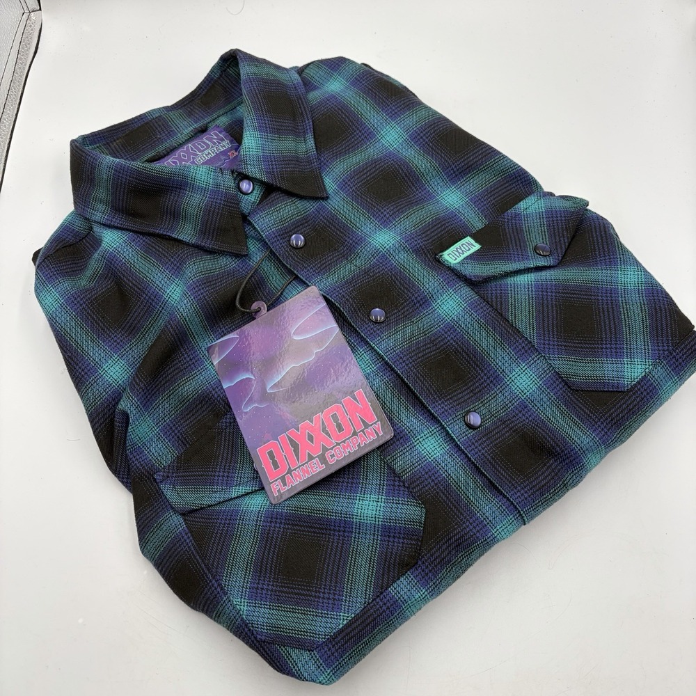 Dixxon Flannel Company "Borealis" Blue Premium Mens Flannel Size XL Pearl Snap
